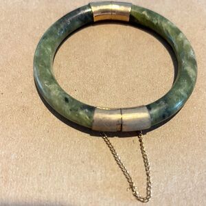 Vintage Natural Jadeite Jade Bangle-hinged 7 In